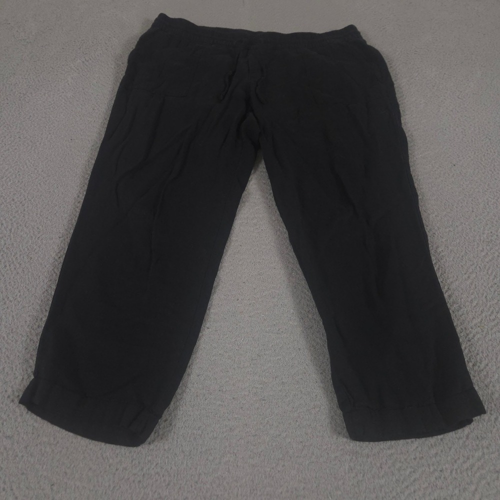 Old Navy Pants Womens L Black Mid-Rise Linen-Blend Cropped Straight Leg Pockets